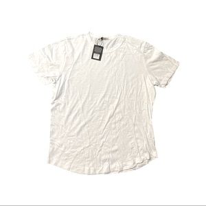 Buck Mason White Curved Hem Slub Tee